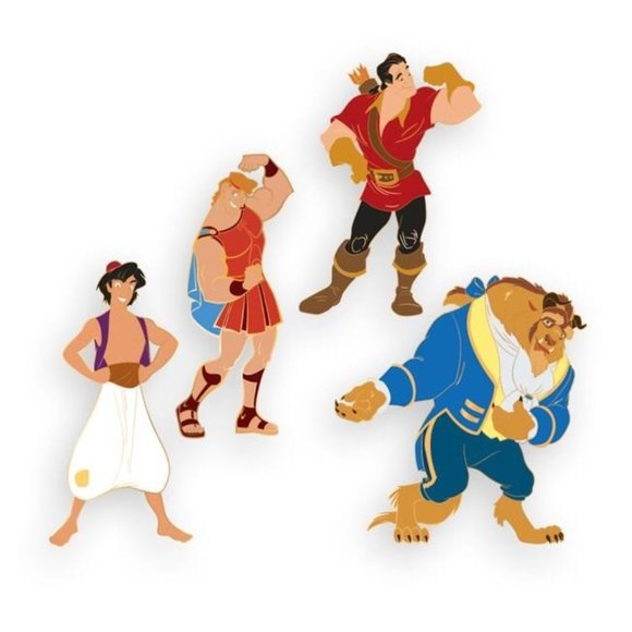 Disney Parks Boy Band Aladdin Beast Hercules Gaston Pin Set - Picture 7 of 7